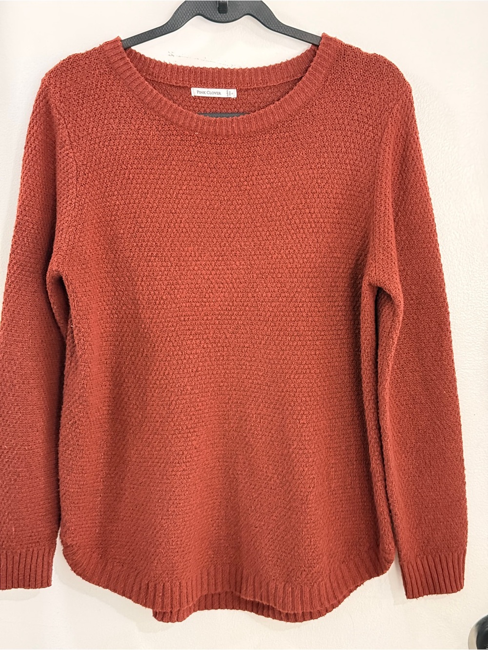 Pink Clover Rust Crewneck Sweater - Women's Cozy Knit - Size L